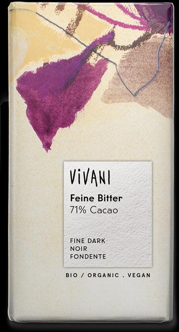 Jemná horká čokoláda 71% kakaa, BIO 100g Vivani