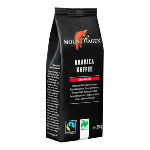 Mount Hagen mletá káva BIO 250g, 100% Arabica Mletá horská BIO káva z hôr Papui Novej Guinei pestovaná na sopečnej pôde bohatej na minerály vo výške 1677 m nad morom na 3000 malých...