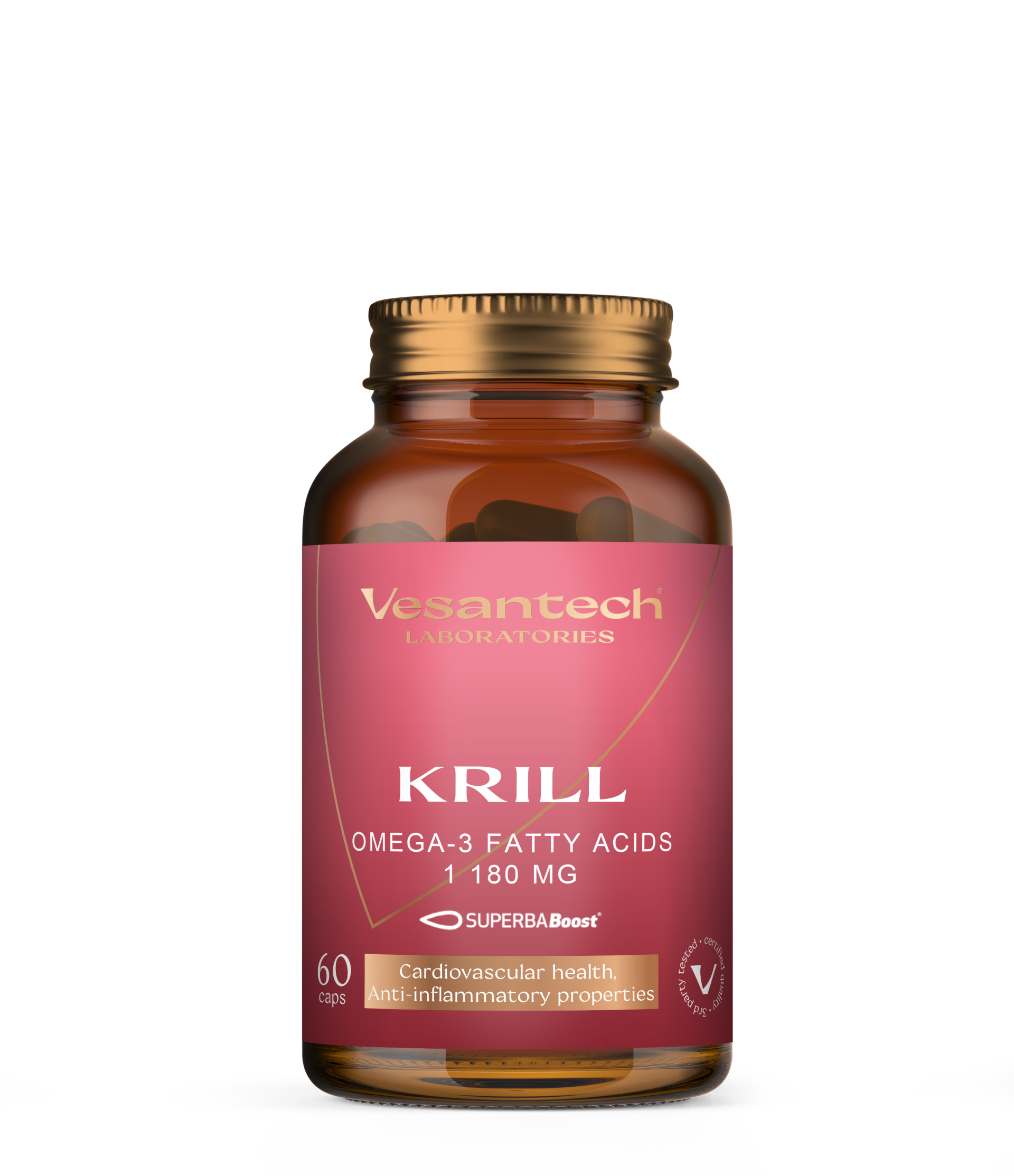 Vesantech Krill olej EXTRA 1180 mg Najlepší krillový olej na svete SUPERBA BOOST. Vedou boostovaný produkt pre všeobecné zdravie, zvýšenie indexu omega-3, zdravie srdca...