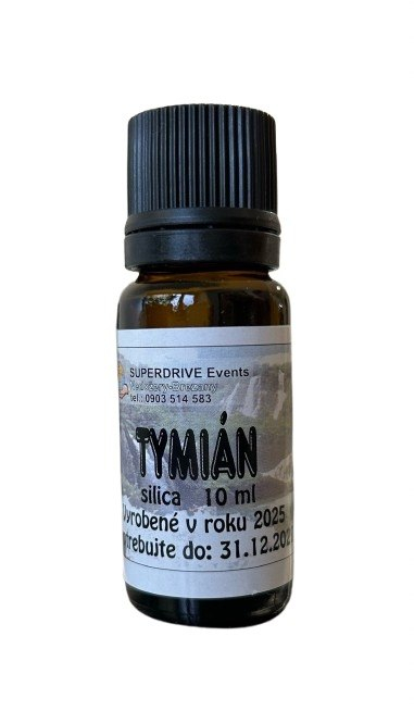 Tymián - silica 10ml Upozornenie: Pri použití éterického oleja na priamy kontakt s pokožkou (masáž, obklady, prísady do krému, šampónu, kúpeľa), odporúča...