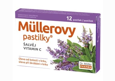   Müllerove pastilky® so šalviou a ďalšími bylinnými extraktmi. Obsah medu a vitamínu C zlepšuje chuťové vlastnosti...