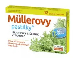 Müllerove pastilky® s islandským lišajníkom a vitamínom C uľahčujú odkašliavanie, zabraňujú vysychaniu sliznice horných ciest...