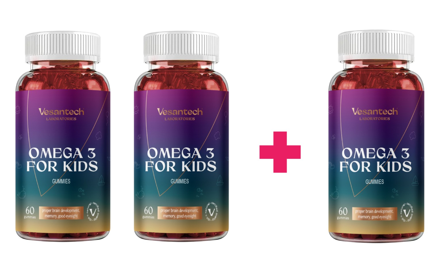 Vesantech Omega3 for Kids gummies – chutné omega-3 pre zdravý vývoj detíVesantech Omega-3 pre deti sú chutné želatínové vitamíny...